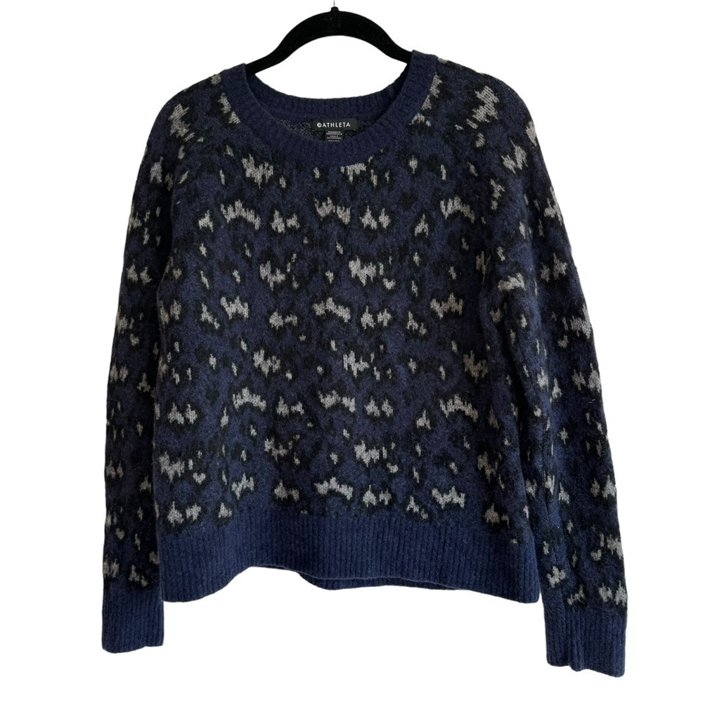 Athleta Merino Wool Hawthorn Textured Crew Sweater, Sahara Navy, Size S - Picture 4 of 8